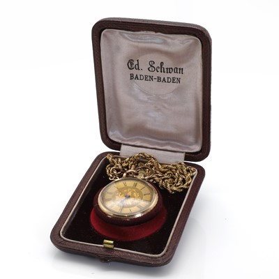 Lot 406 - A gold pocket watch and chain