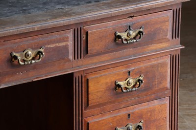 Lot 41 - A Victorian walnut pedestal desk