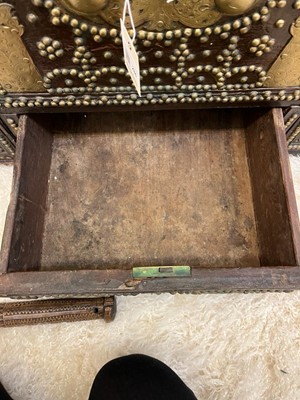 Lot 286 - A Benares hardwood and brass chest