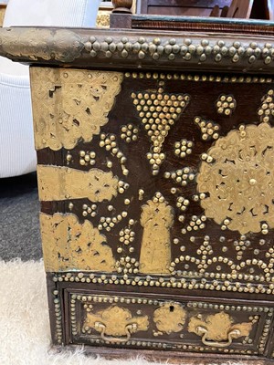 Lot 286 - A Benares hardwood and brass chest