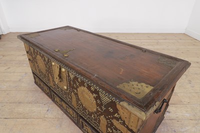 Lot 286 - A Benares hardwood and brass chest