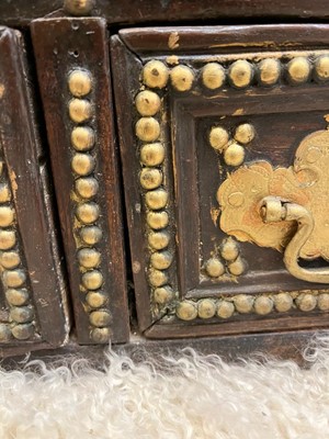 Lot 286 - A Benares hardwood and brass chest