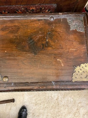 Lot 286 - A Benares hardwood and brass chest