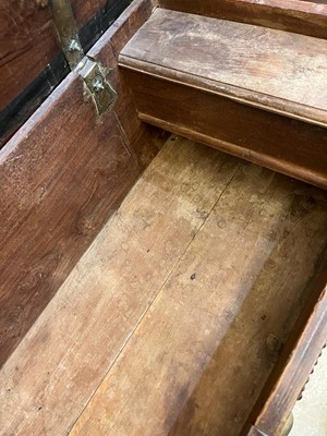Lot 286 - A Benares hardwood and brass chest