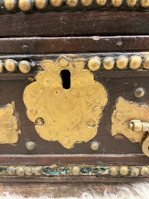 Lot 286 - A Benares hardwood and brass chest