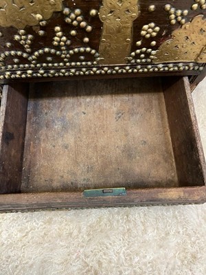 Lot 286 - A Benares hardwood and brass chest