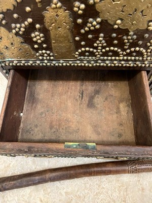 Lot 286 - A Benares hardwood and brass chest