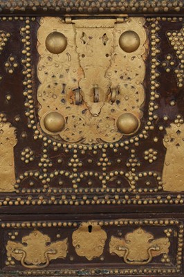 Lot 286 - A Benares hardwood and brass chest