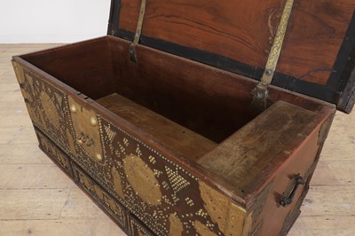 Lot 286 - A Benares hardwood and brass chest