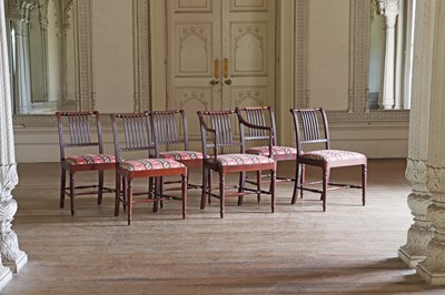 Lot 53 - ☘ A set of six Regency rail-back dining chairs