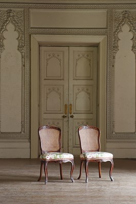 Lot 84 - ☘ A set of six Louis XV-style walnut salon chairs