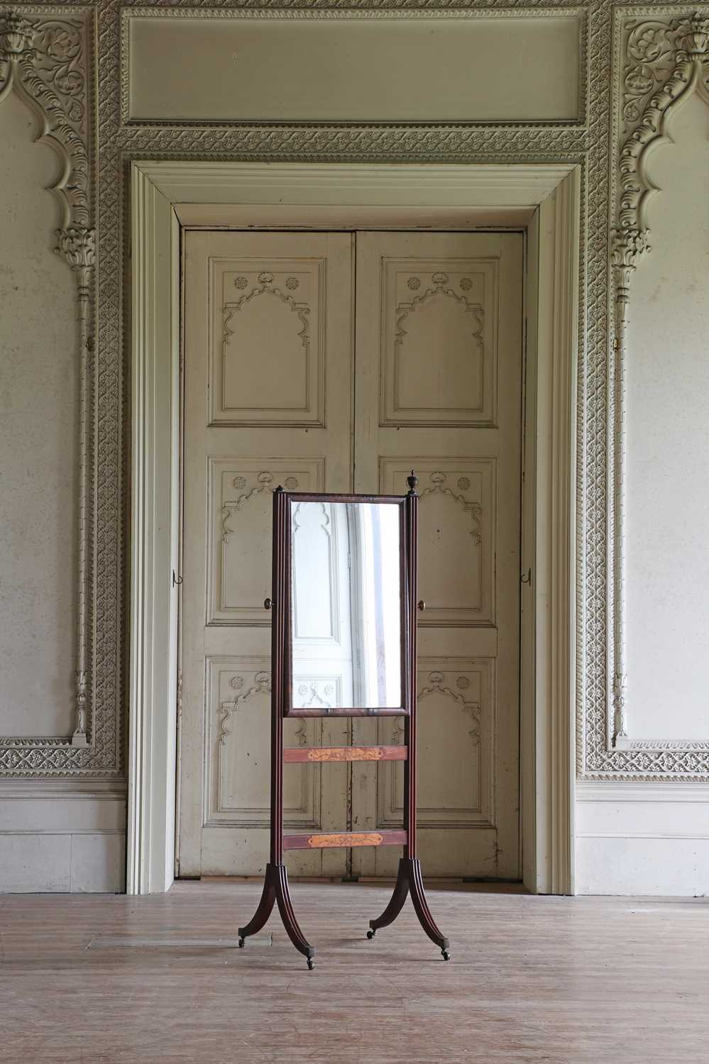 Lot 43 - ☘ A mahogany cheval dressing mirror