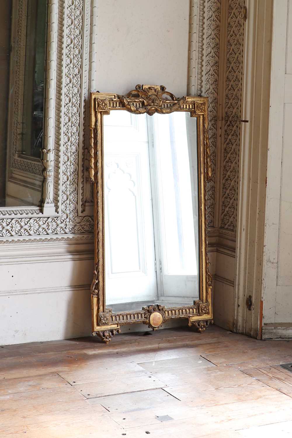 Lot 57 - ☘ A Continental gilt-gesso-framed pier glass