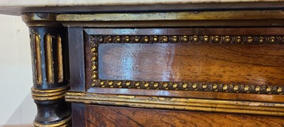 Lot 27 - A Regency rosewood, painted and parcel-gilt pier cabinet