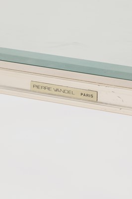 Lot 82 - A Lucite and brass coffee table