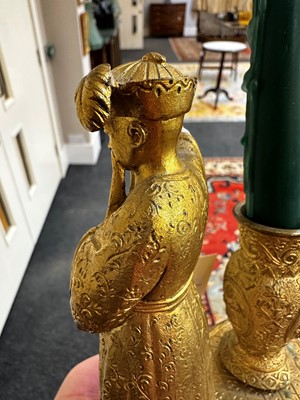 Lot 11 - A pair of ormolu chinoiserie candlestands