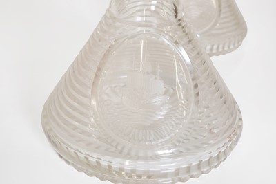 Lot 48 - A pair of cut-glass ship's decanters
