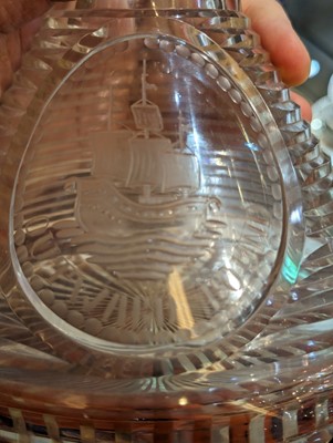 Lot 48 - A pair of cut-glass ship's decanters