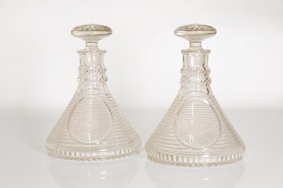 Lot 48 - A pair of cut-glass ship's decanters