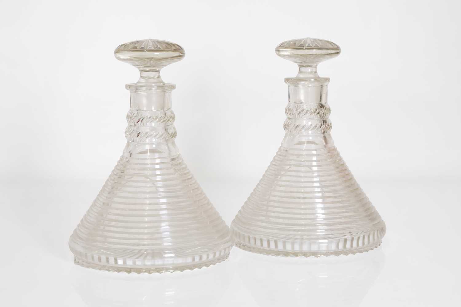Lot 48 - A pair of cut-glass ship's decanters