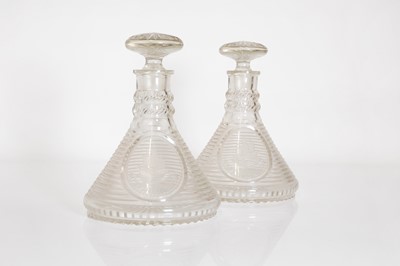 Lot 48 - A pair of cut-glass ship's decanters