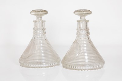 Lot 48 - A pair of cut-glass ship's decanters