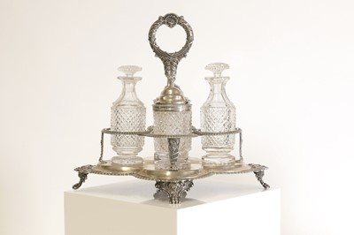 Lot 50 - A George IV silver and cut-glass cruet set