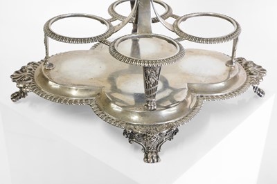 Lot 50 - A George IV silver and cut-glass cruet set