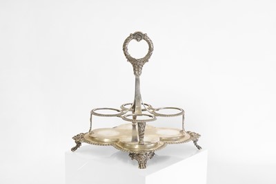 Lot 50 - A George IV silver and cut-glass cruet set