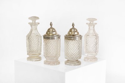 Lot 50 - A George IV silver and cut-glass cruet set