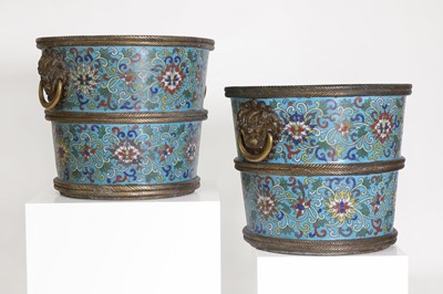 Lot 73 - A pair of cloisonné buckets