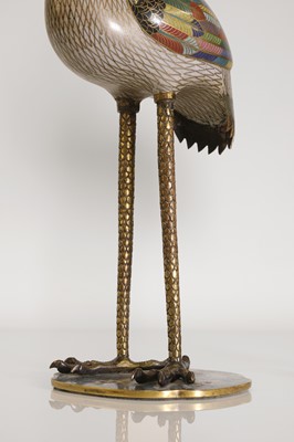 Lot 89 - A pair of cloisonné cranes