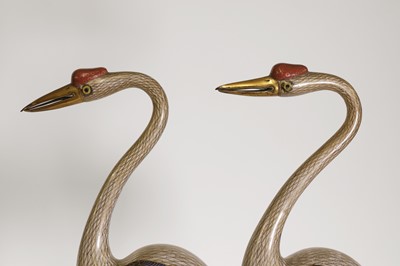 Lot 89 - A pair of cloisonné cranes