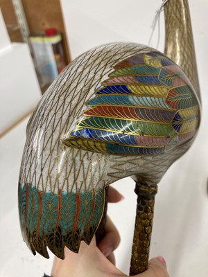 Lot 89 - A pair of cloisonné cranes
