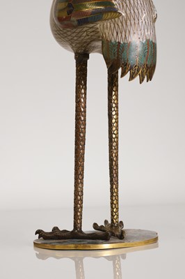 Lot 89 - A pair of cloisonné cranes