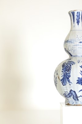 Lot 37 - A delft tin-glazed earthenware double gourd vase