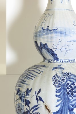 Lot 37 - A delft tin-glazed earthenware double gourd vase