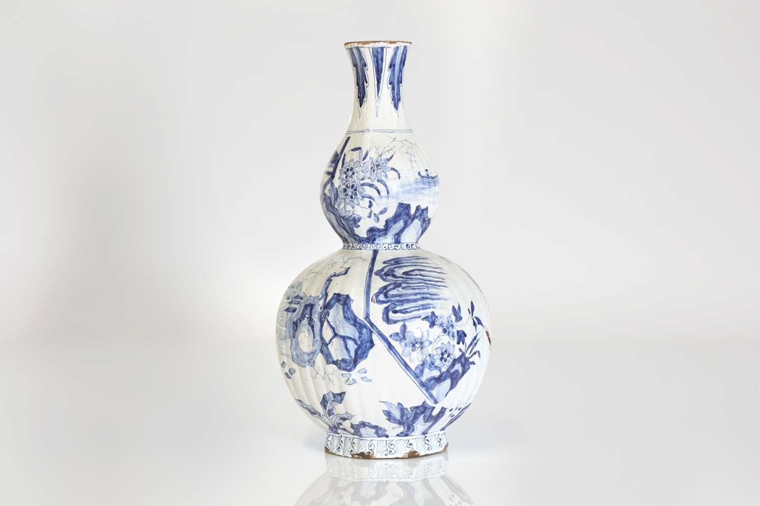 Lot 37 - A delft tin-glazed earthenware double gourd vase