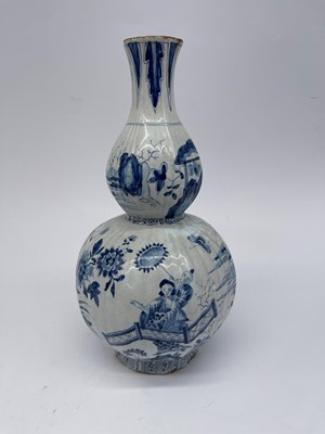 Lot 37 - A delft tin-glazed earthenware double gourd vase