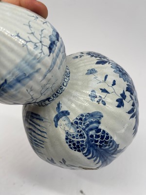 Lot 37 - A delft tin-glazed earthenware double gourd vase