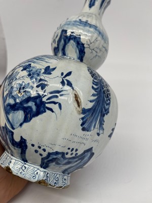Lot 37 - A delft tin-glazed earthenware double gourd vase