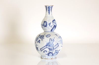 Lot 37 - A delft tin-glazed earthenware double gourd vase