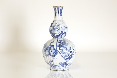 Lot 37 - A delft tin-glazed earthenware double gourd vase