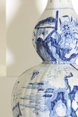 Lot 37 - A delft tin-glazed earthenware double gourd vase