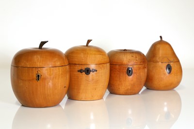 Lot 32 - Four George III fruitwood tea caddies