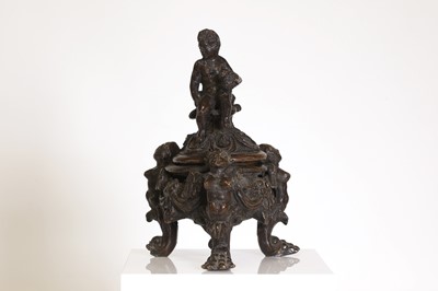 Lot 39 - A bronze inkwell
