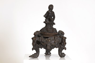 Lot 39 - A bronze inkwell