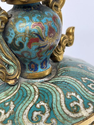 Lot 41 - A pair of gilt-metal-mounted cloisonné candlesticks