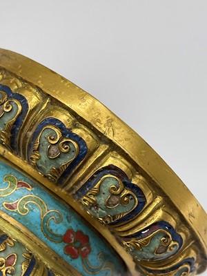 Lot 41 - A pair of gilt-metal-mounted cloisonné candlesticks