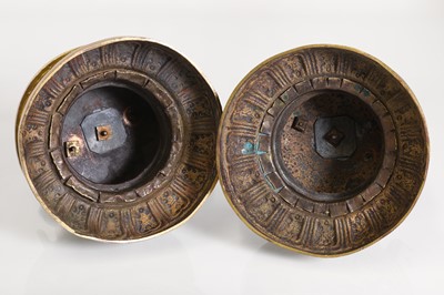 Lot 41 - A pair of gilt-metal-mounted cloisonné candlesticks